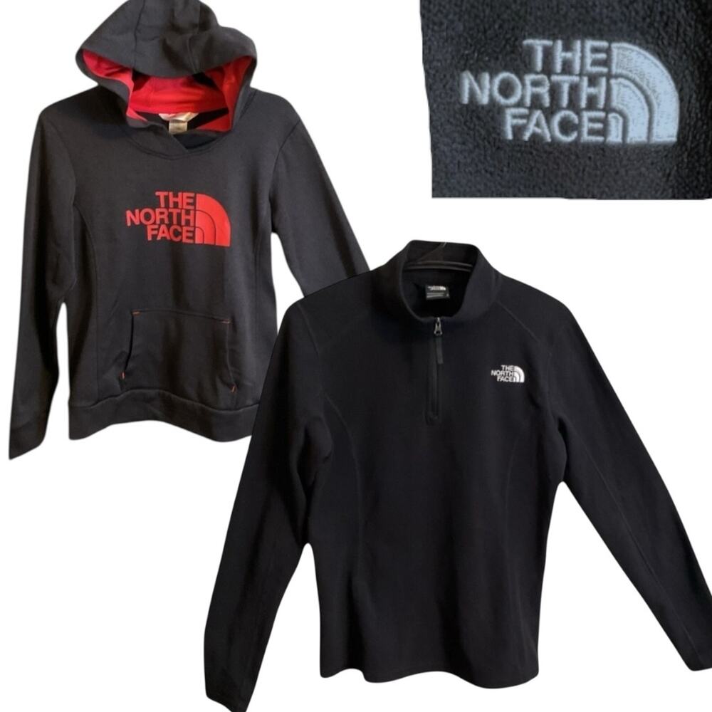 North‎ Face Youth Hoodie & Quarter Zip Fleece Gray Black Red Logo Size S Lot